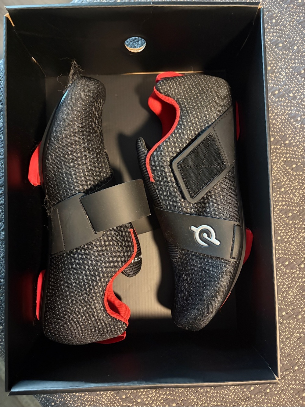 Peloton Men’s Black and Red Athletic Cycling Shoes